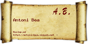 Antoni Bea névjegykártya